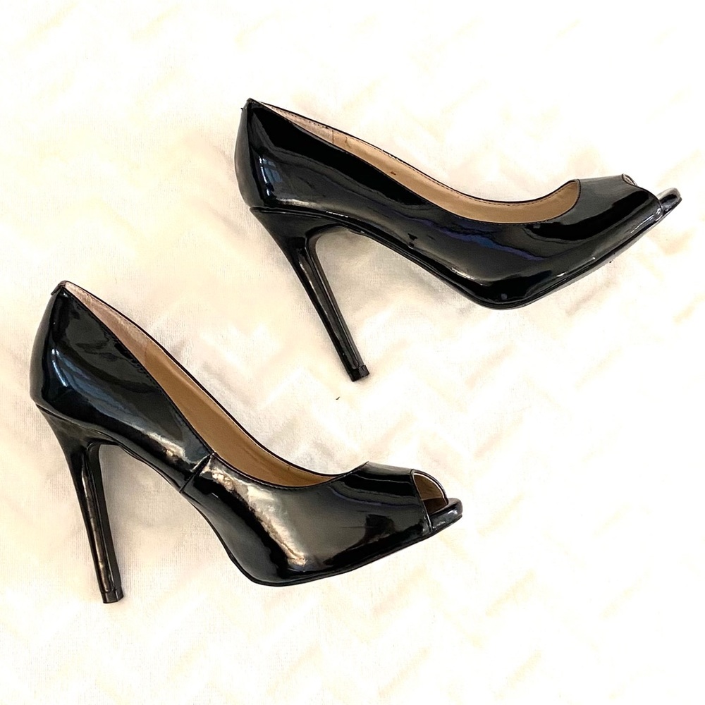 Black Peep Toe Stilettos